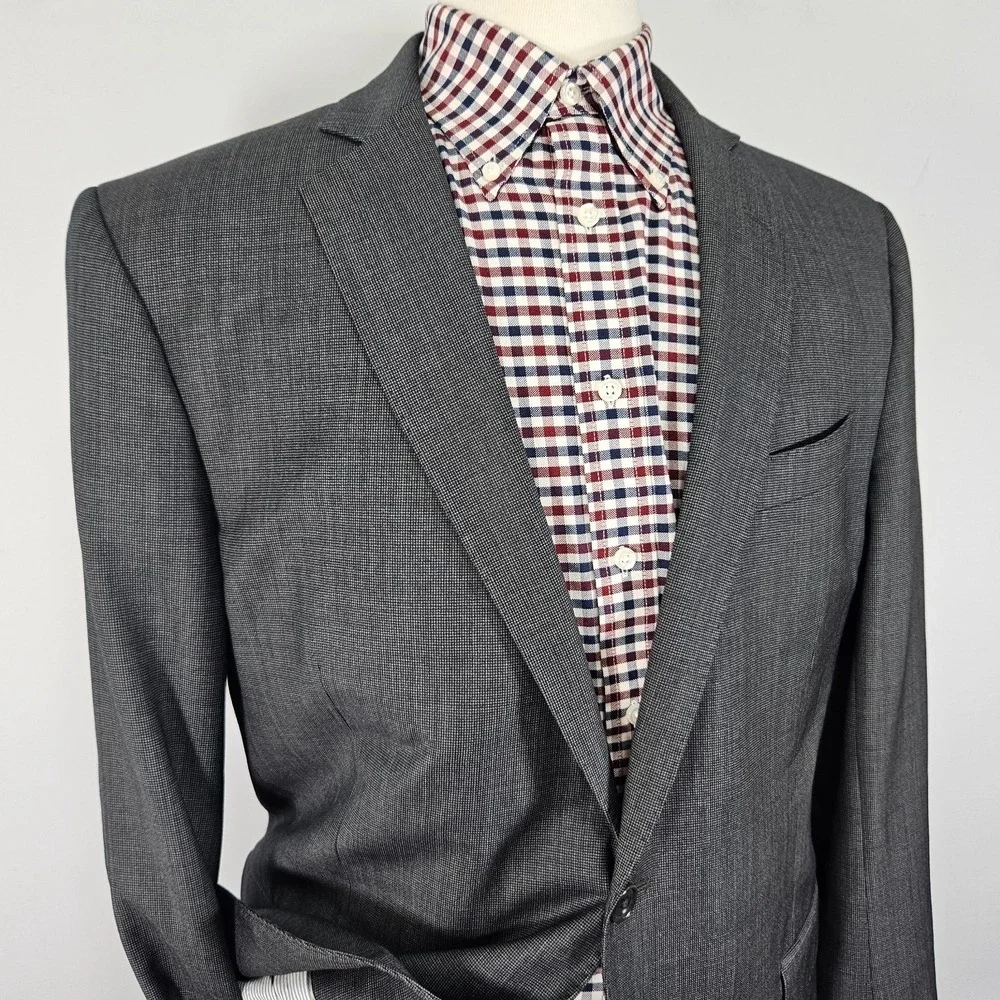 Brooks Brothers Explorer Men's‎ Sport Coat Blazer Two Button Gray Wool Blend 44L